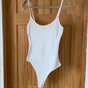 White Ribbed Bodysuit from Misguided